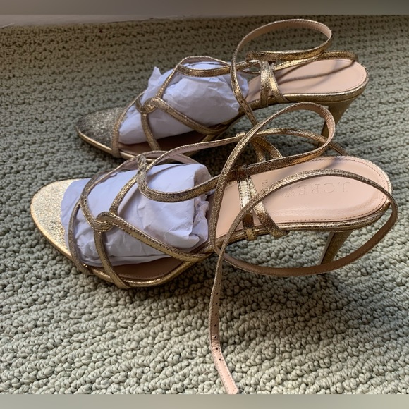 J. Crew Gold Strap Heels - Picture 1 of 4